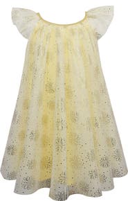 Zunie Kids' Flutter Sleeve Foil Star Dress