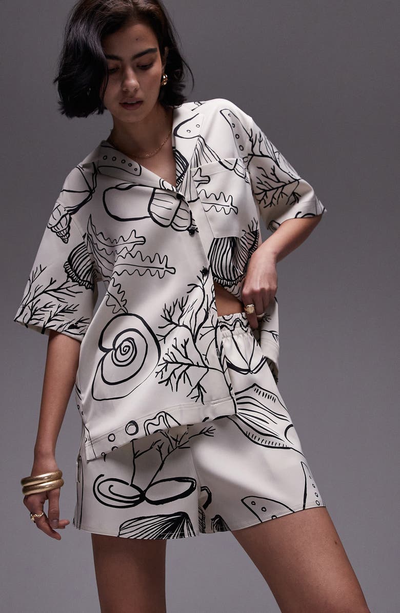 Topshop Satin Shorts, Alternate, color,