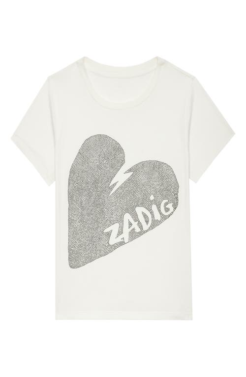 ZADIG & VOLTAIRE ZADIG & VOLTAIRE ALYS BIG HEART STRASS CRYSTAL EMBELLISHED COTTON GRAPHIC T-SHIRT