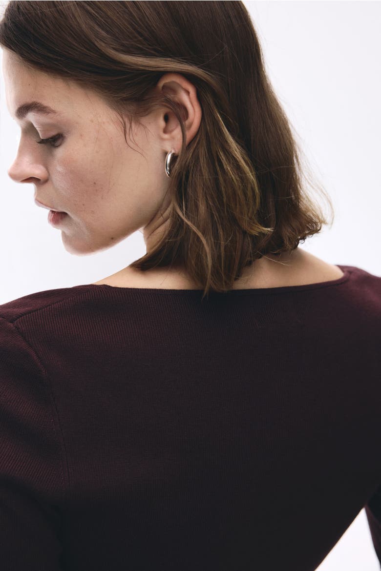 Square-neck Top, Alternate, color, Burgundy