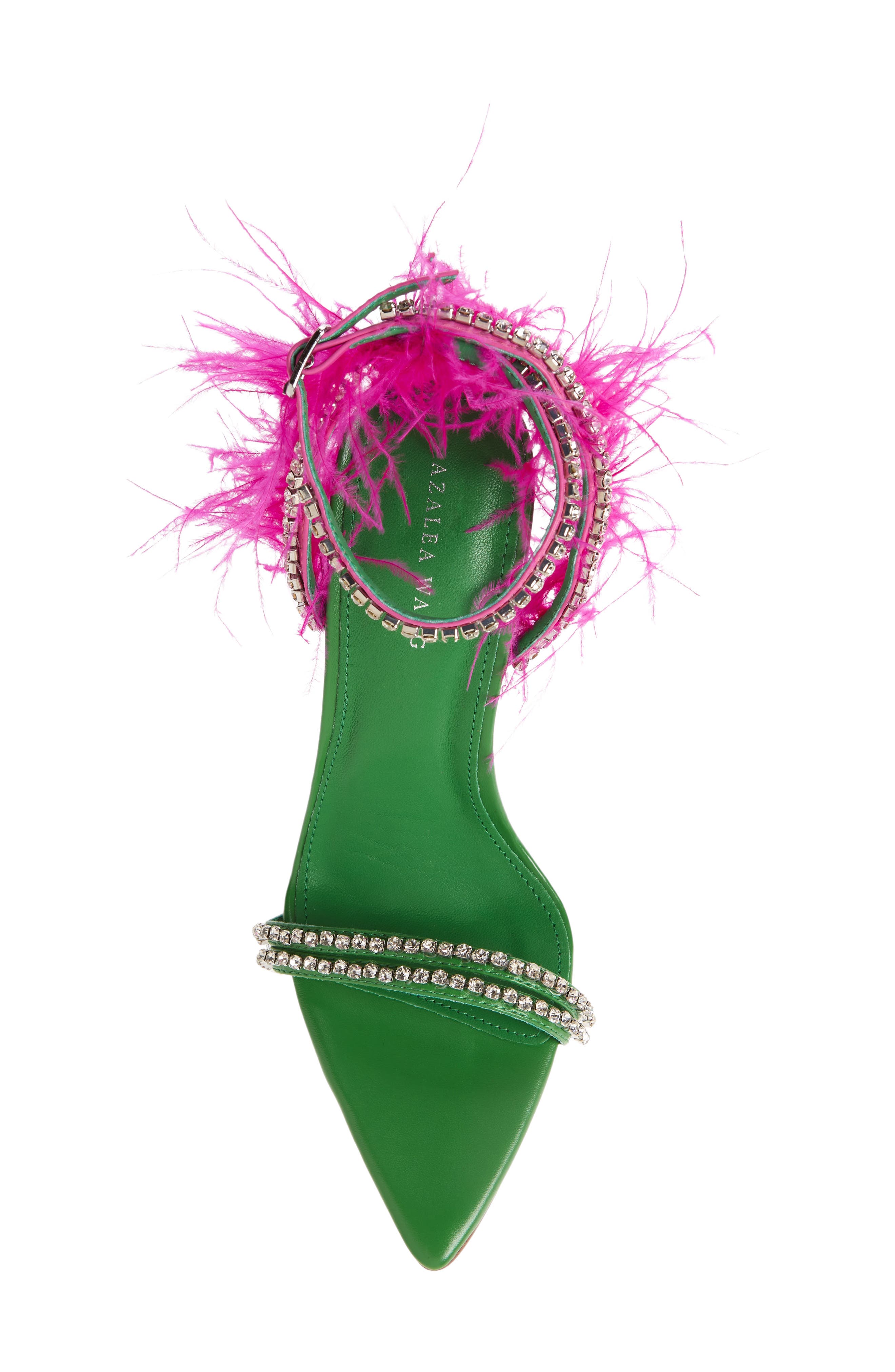 AZALEA WANG Ella Ostrich Feather Sandal, Alternate, color, Green