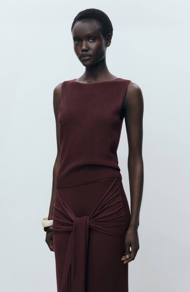 MANGO Front Tie Midi Skirt, Alternate, color,