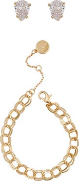 Vince Camuto Double Link Bracelet & Cubic Zirconia Stud Earrings Gift Set
