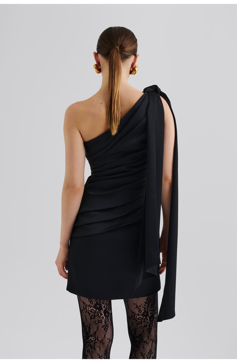 Malina Nelly Draped One Shoulder Mini Dress, Alternate, color, Black