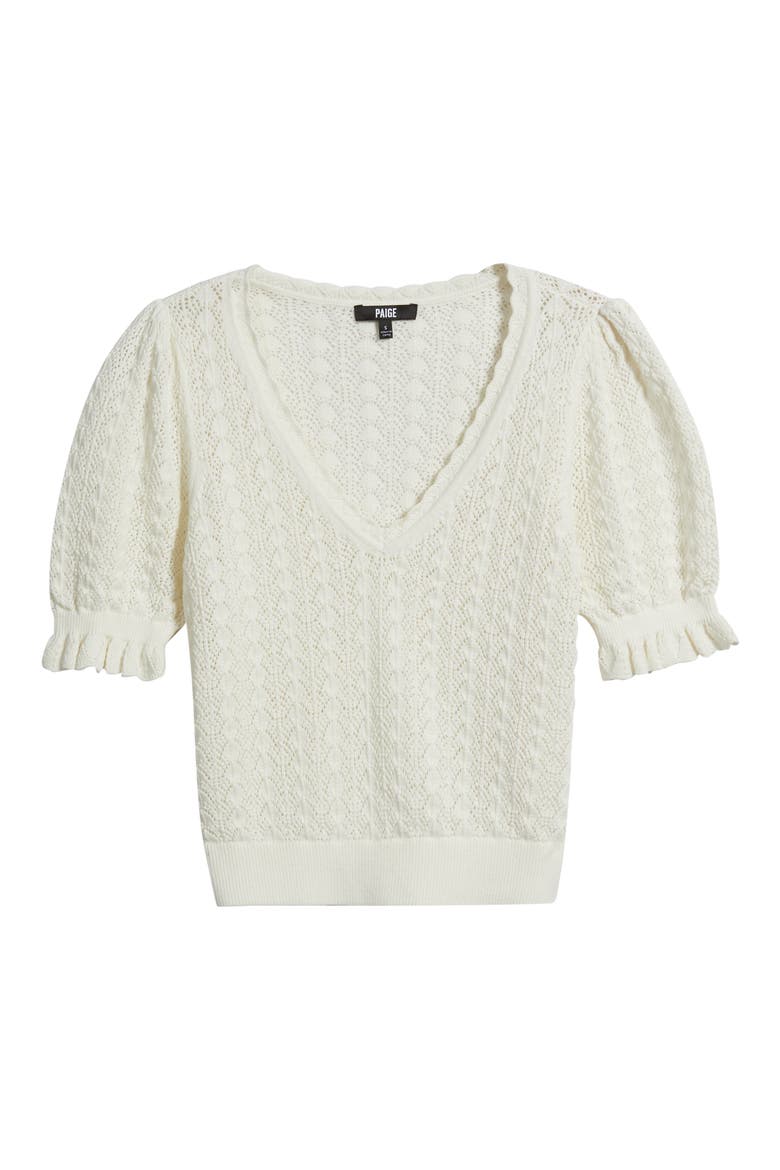 Haisley Pointelle Stitch Organic Cotton & Silk Blend Sweater, Alternate, color, IVORY