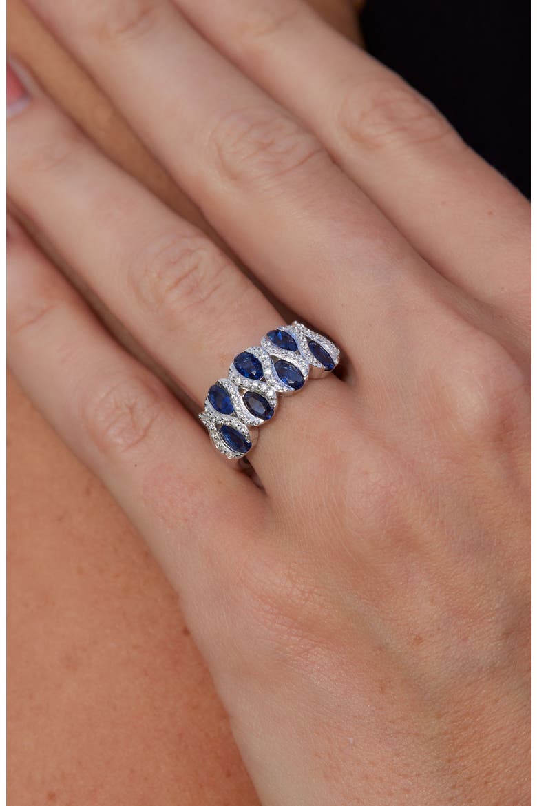 Blue & White Cubic Zirconia Ring, Alternate, color, SILVER/ BLUE