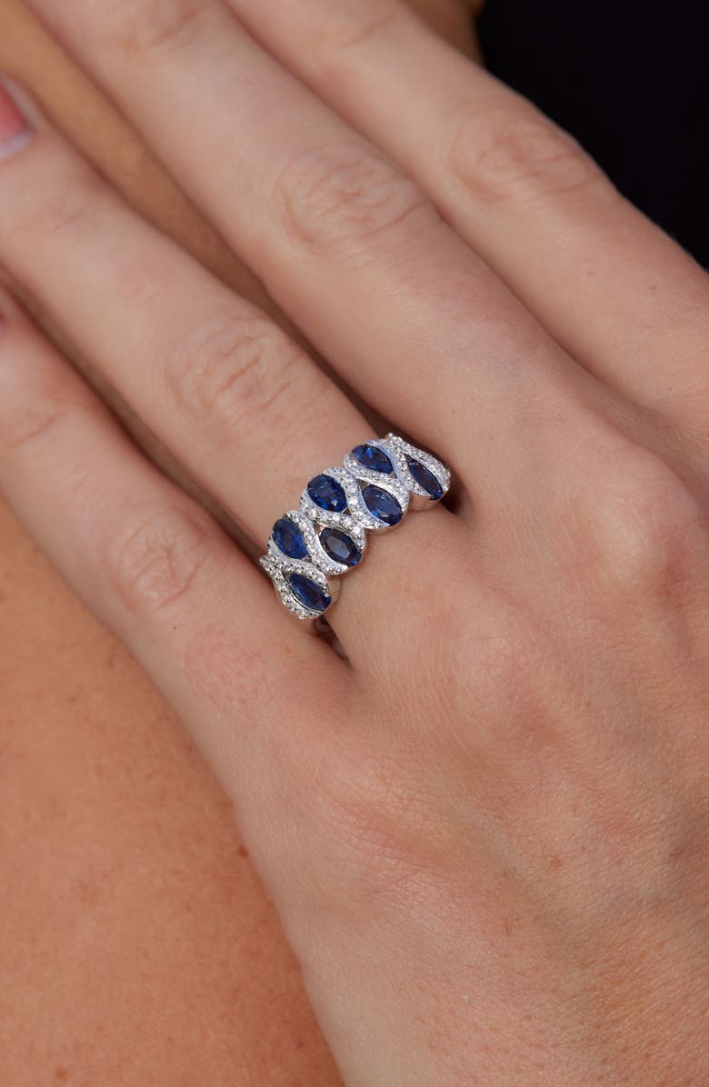 SAVVY CIE JEWELS Blue & White Cubic Zirconia Ring, Alternate, color, Silver/ Blue