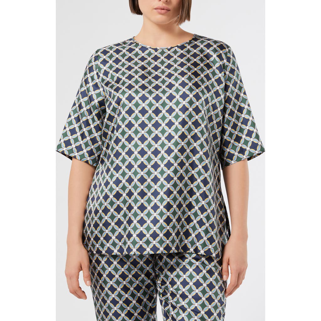 Marina Rinaldi Spoleto Short Sleeve Silk Top In Multi