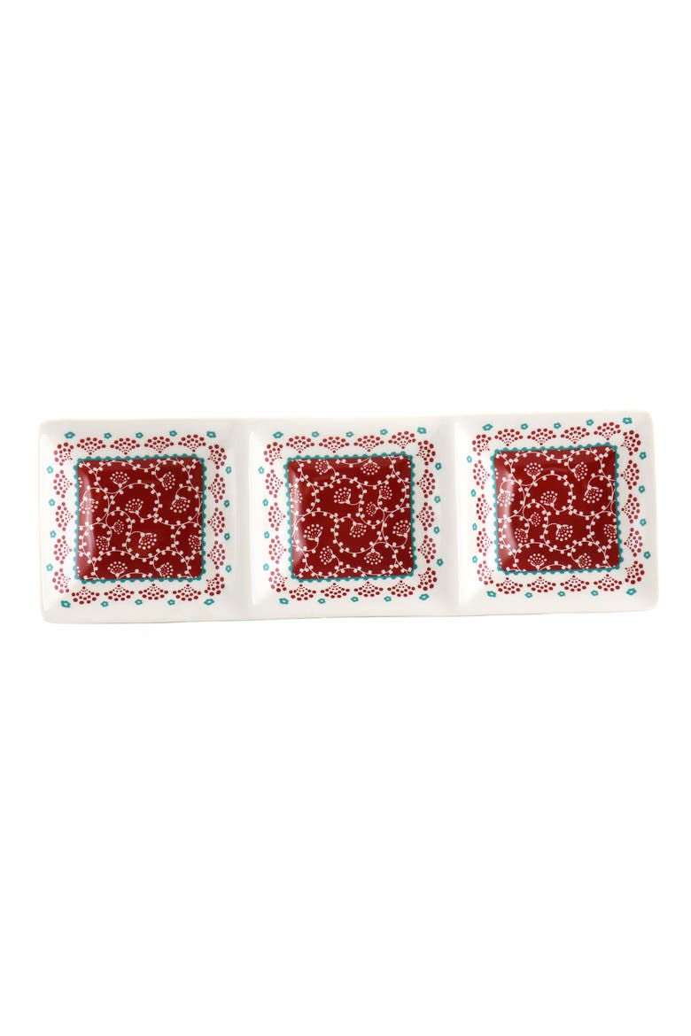 Village Vines 13.5 Inch Ceramic Rectangular 3 Section Tray, Main, color, Multi