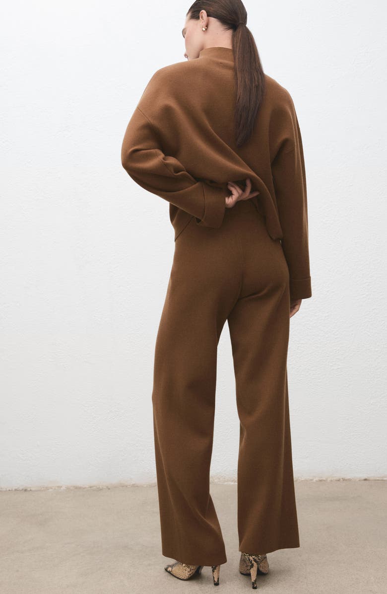 MANGO Straight Leg Knit Pants, Alternate, color, Caramel