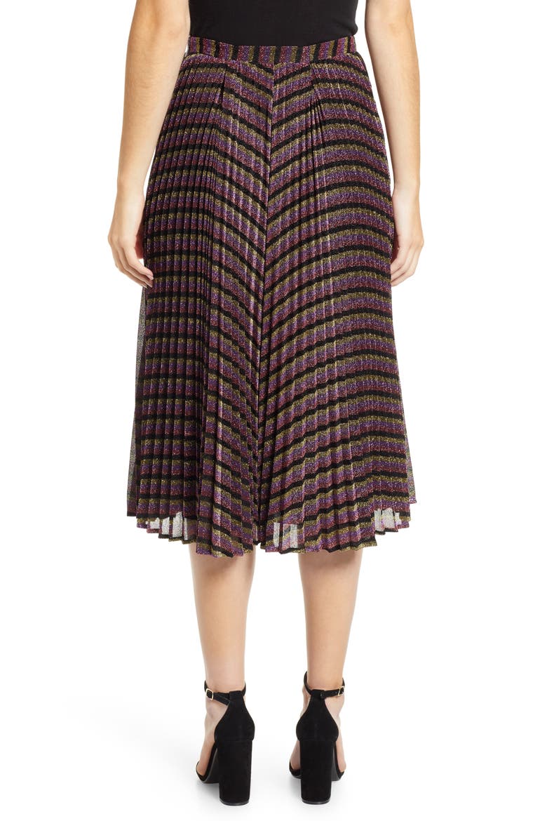 Sparkle Stripe Pleated Skirt, Alternate, color, MULTICOLOUR