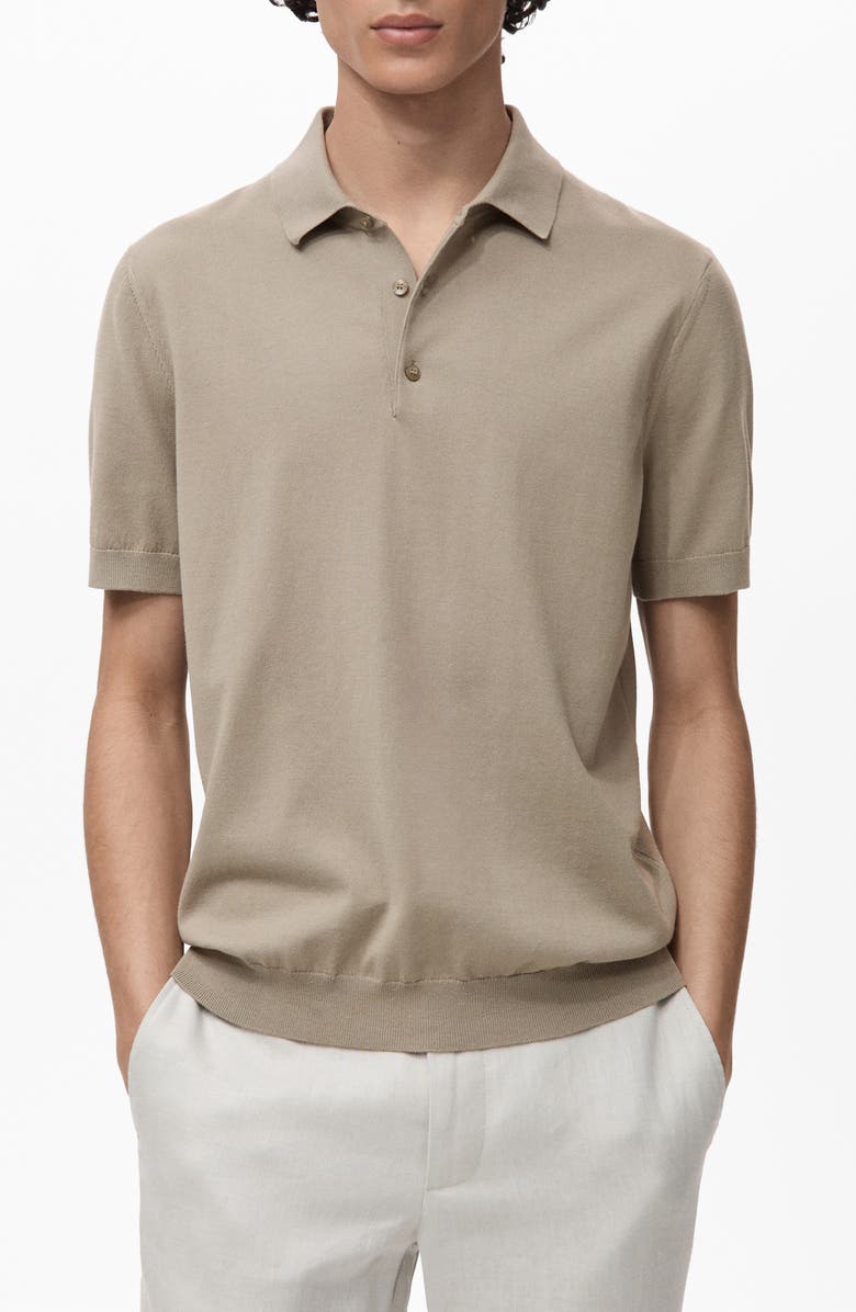 MANGO Solid Cotton Polo Sweater, Main, color, Dark Green