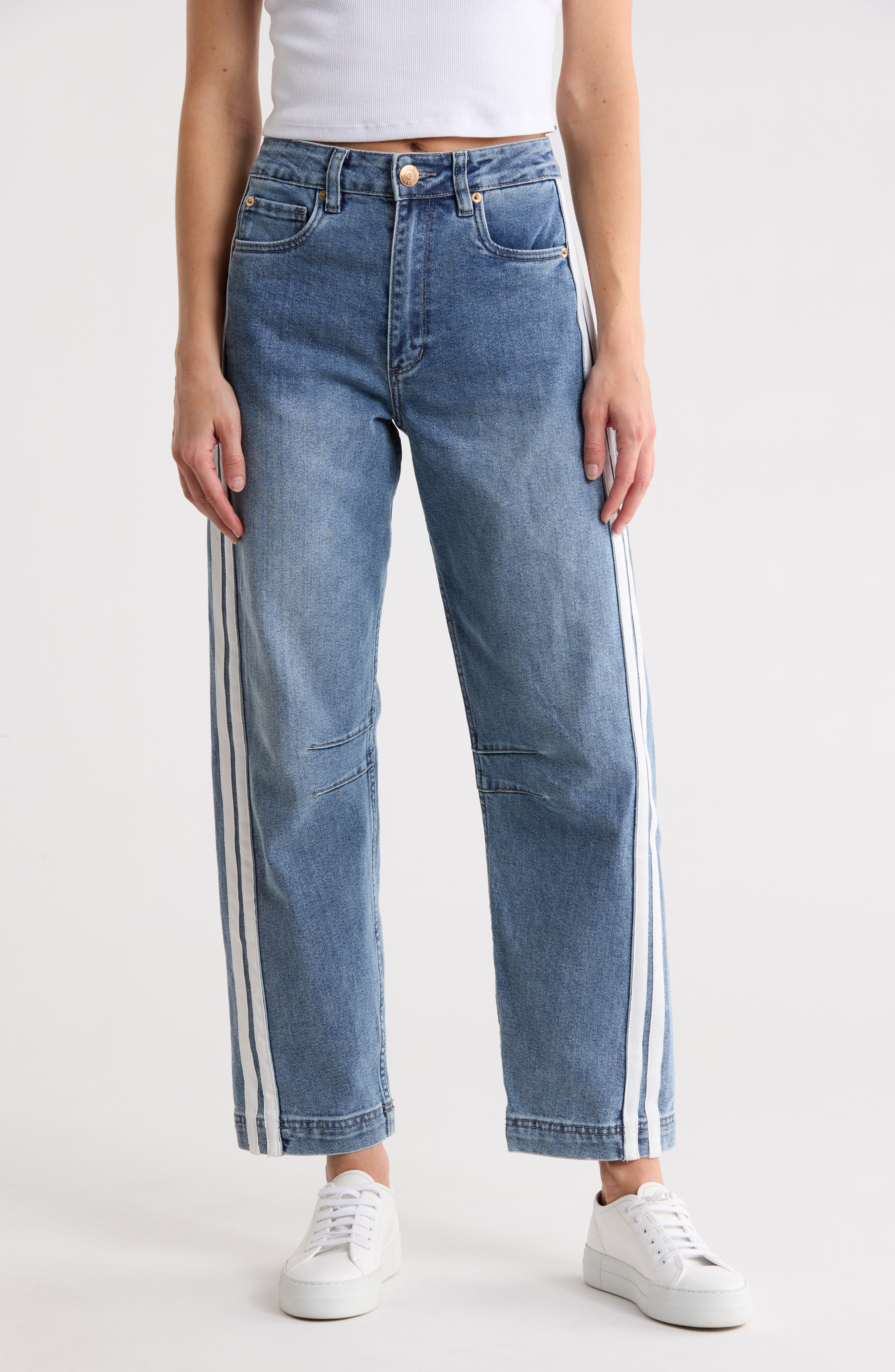 STS Blue Harley Ultra High Waist Stripe Barrel Leg Jeans