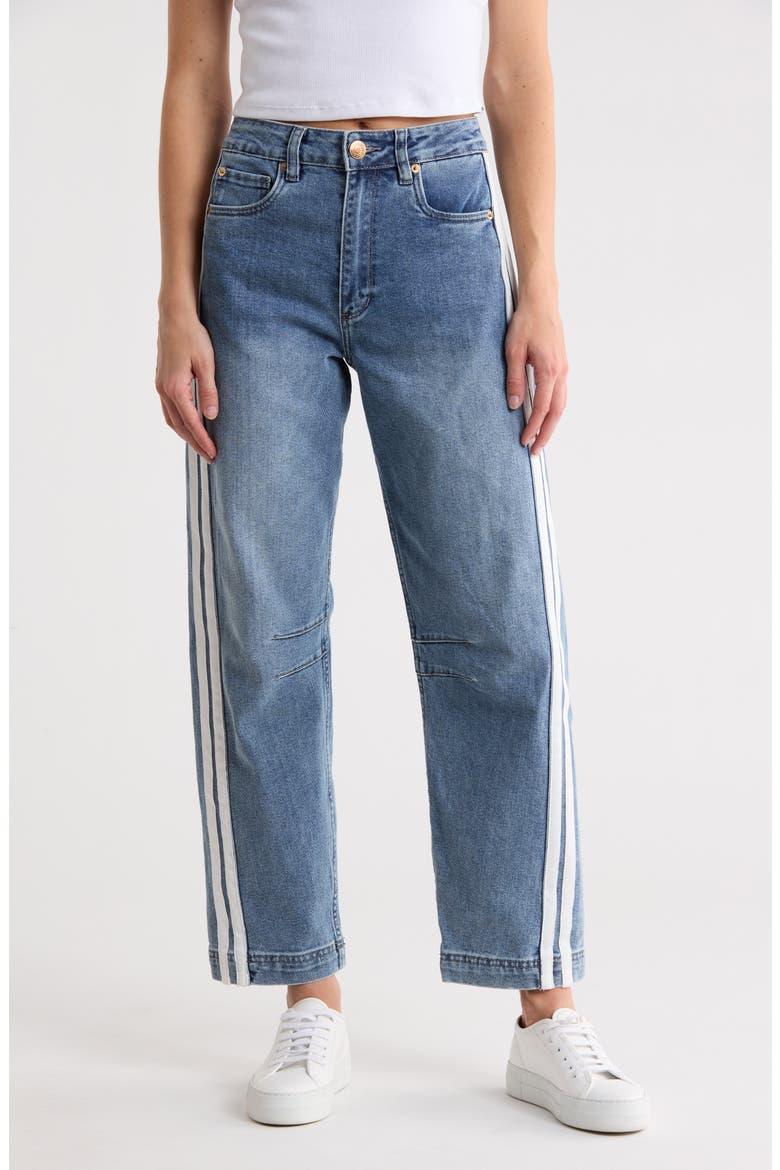 Harley Ultra High Waist Stripe Barrel Leg Jeans, Main, color, SWANSEA