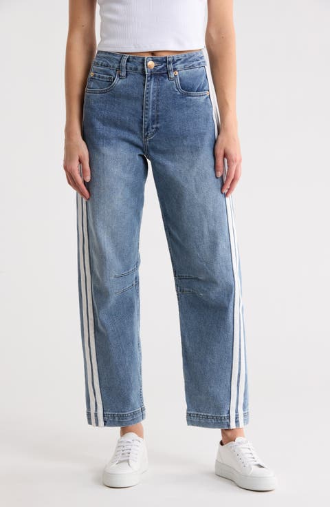 Harley Ultra High Waist Stripe Barrel Leg Jeans (Swansea)