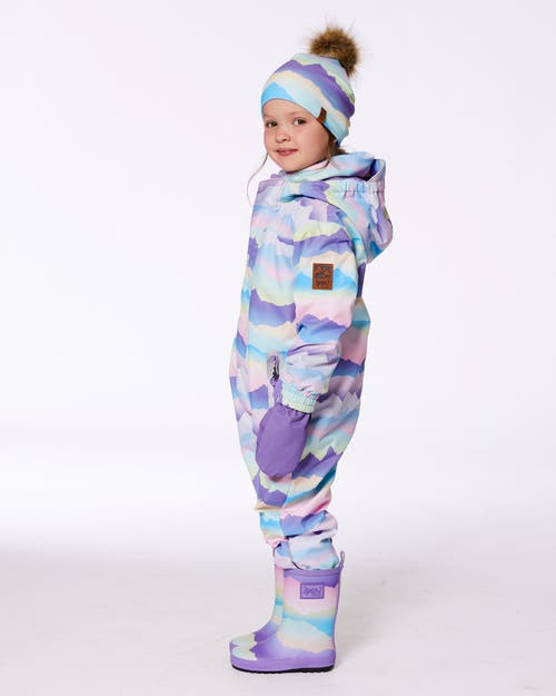 Deux Par Deux Baby Girl's Printed Rain Boots Mauve And Blue, Pink Mountain In Mauve And Blue, Pink Mountain