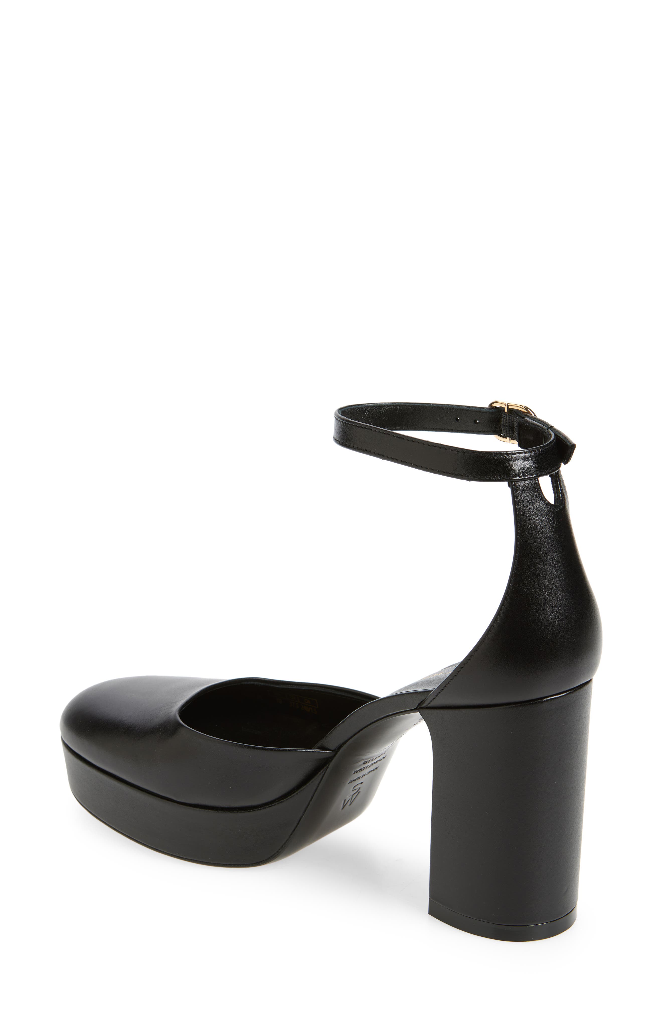 Stuart Weitzman Dayna Platform Pump, Alternate, color, Black Leather