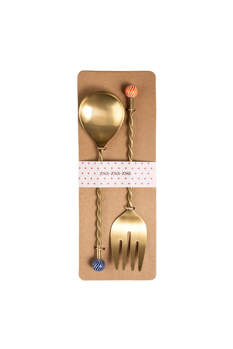 Rampur Steel Salad Serving Set Cheerland Set of 2, Alternate, color, Gold