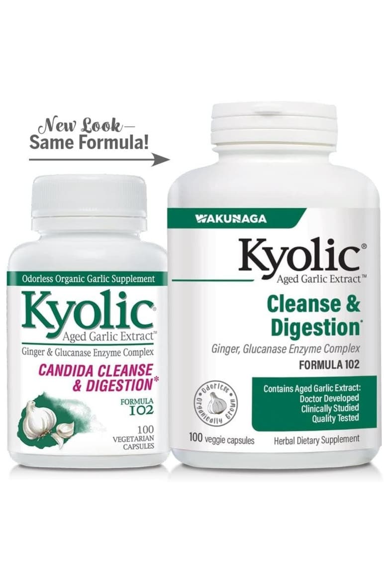 Aged Garlic Extract Formula 102, Cleanse & Digestion, Ginger and Enzyme Complex, 100 Vegetarian Tablets, Alternate, color, None
