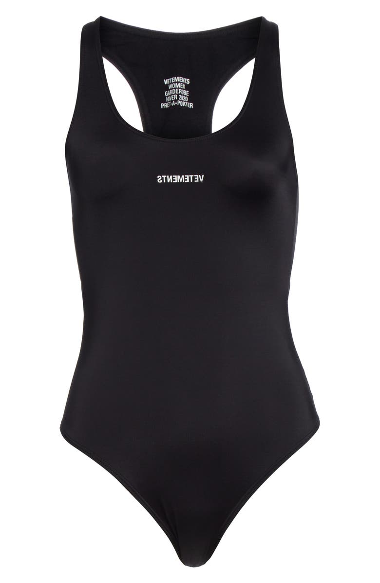 VETEMENTS Logo Swimsuit, Alternate, color, 