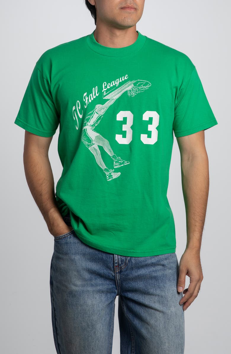 Elwood Vintage TC Fall League Dunkman Tee, Main, color, Green