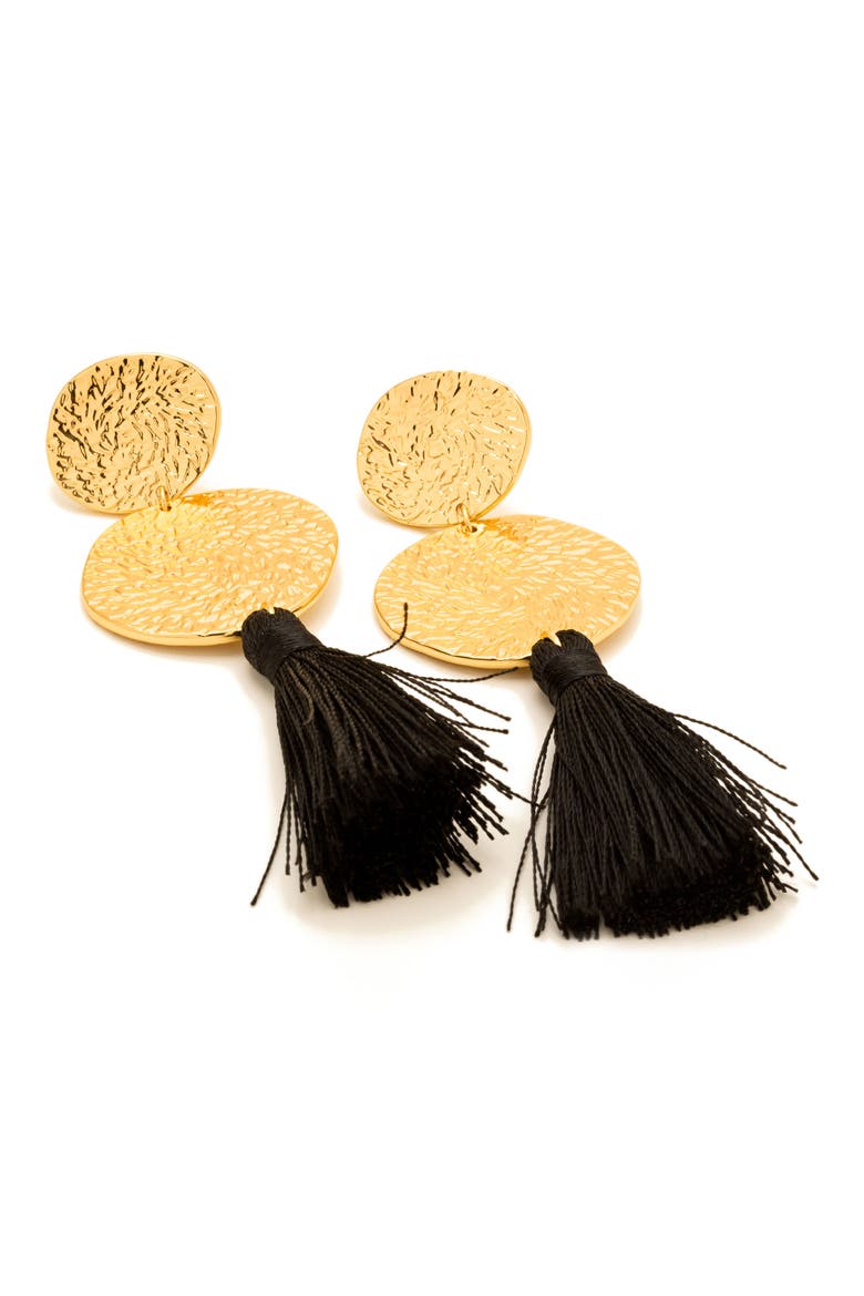 Phoenix Earrings, Alternate, color, BLACK / GOLD
