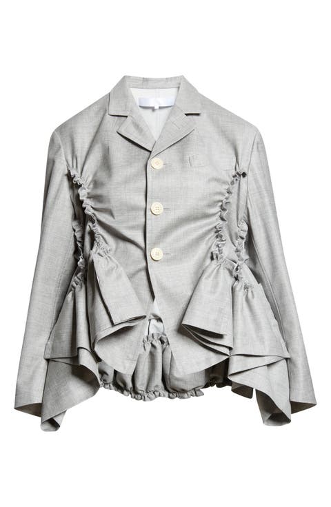 Yarn Dyed Single Breasted Tropical Wool Blazer