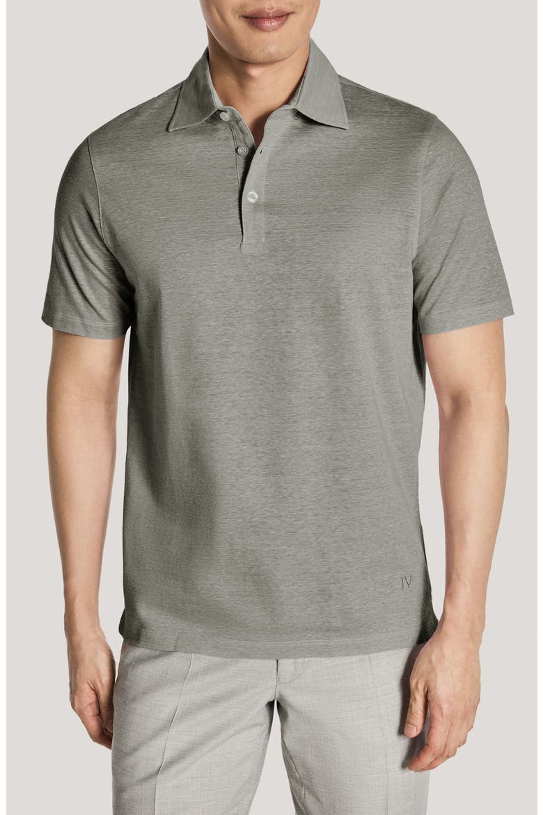 Davis Cotton & Linen Polo, Main, color, DARK OLIVE