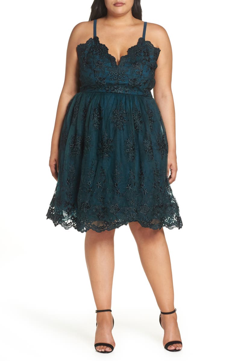 Chi Chi London Embroidered Fit & Flare Dress, Main, color,