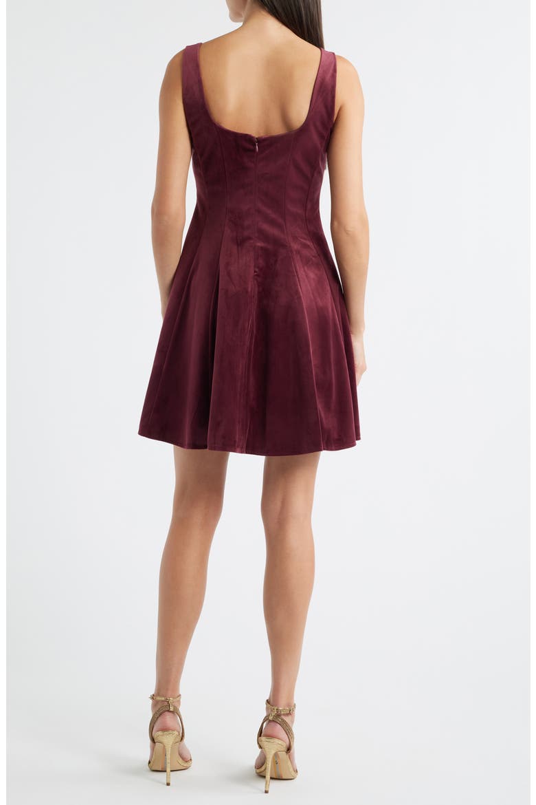 Velvet Fit & Flare Dress, Alternate, color, BORDEAUX
