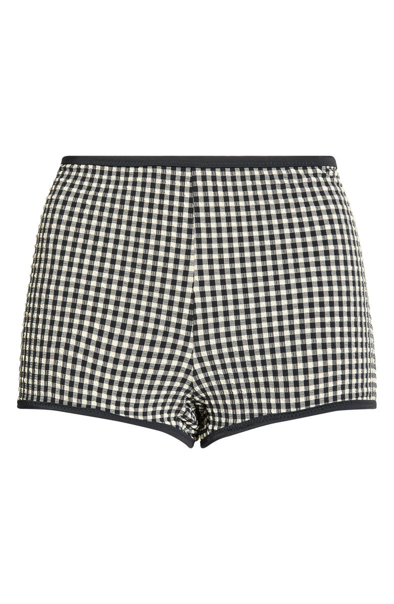 Sanctuary Print High Waist Swim Boyshorts, Alternate, color, Black/ Cream
