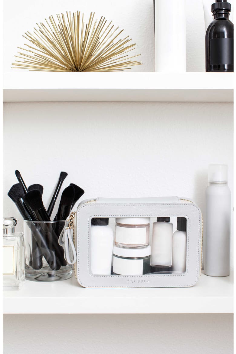 Clarity Jetset Cosmetics Case, Alternate, color, DOVE GREY