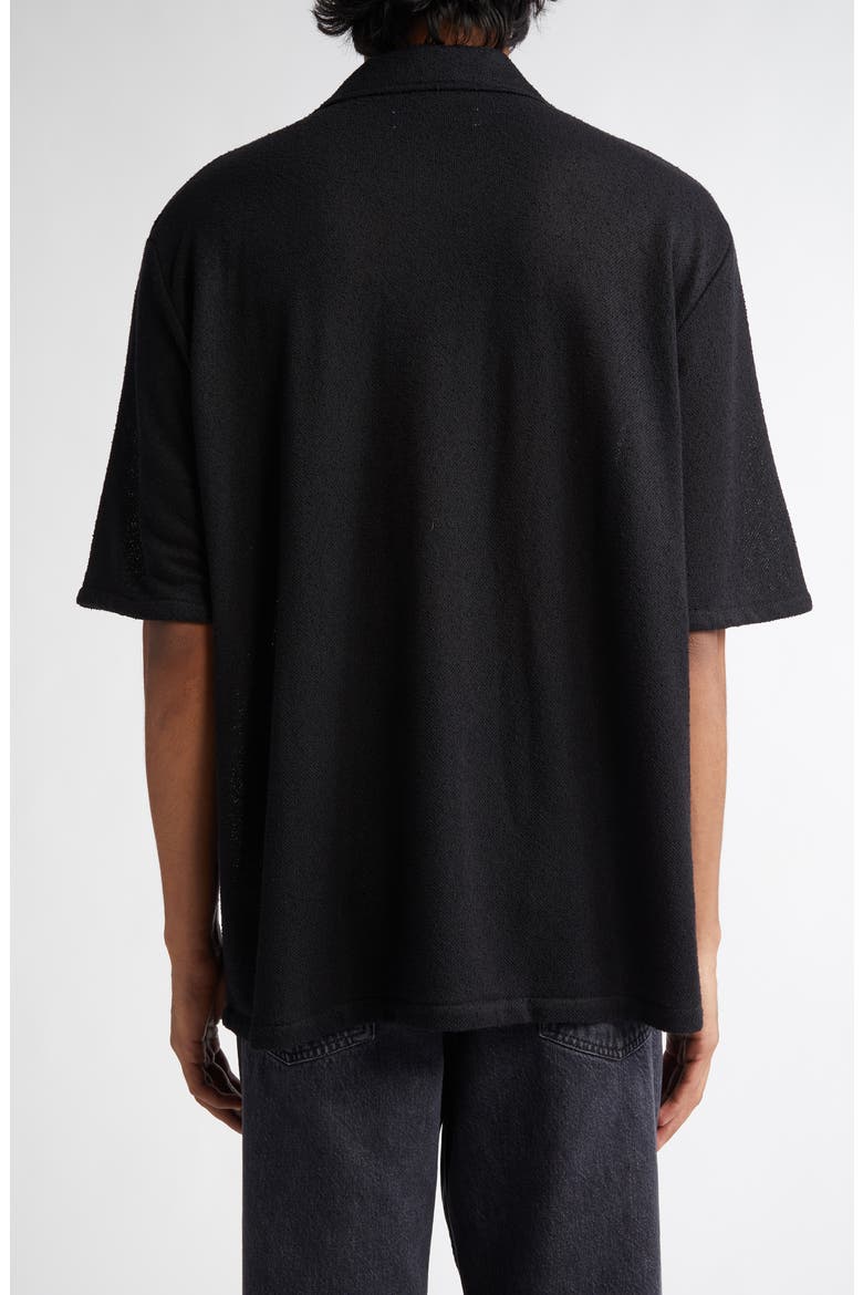 Boxy Bouclé Button-Up Shirt, Alternate, color, BLACK BOUCLE