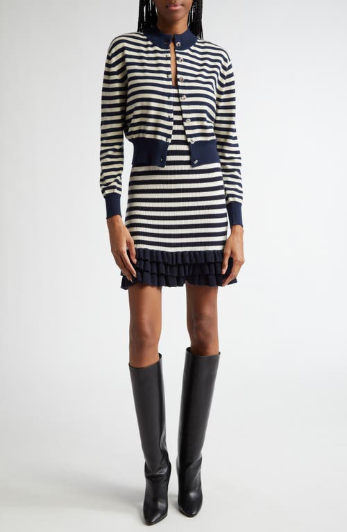 Brandon Maxwell Sutter Stripe Rib Tank Dress In Navy And White Stripe