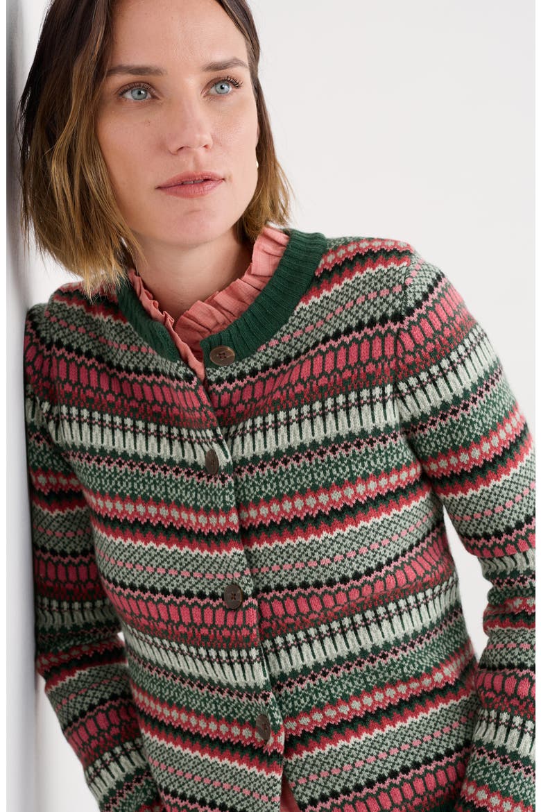 Percella Cove Fair Isle Merino Wool Blend Cardigan, Alternate, color, WEAVING NEEDLE DARK