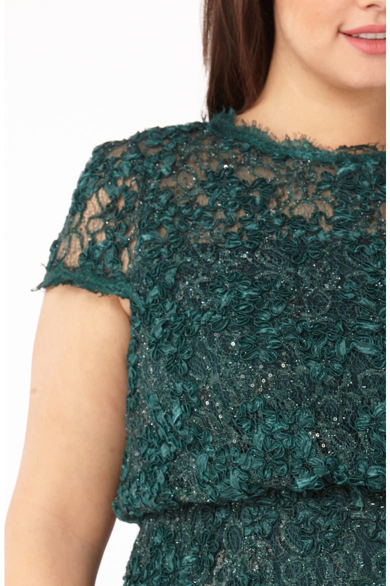 Sequin Lace Blouson Gown, Alternate, color, GREEN