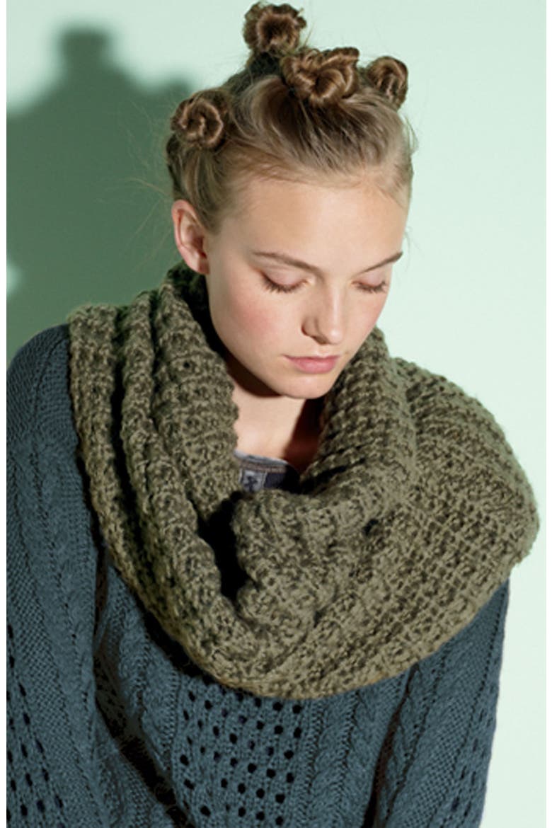Frenchi® Waffle Knit Infinity Scarf, Alternate, color, BLACK
