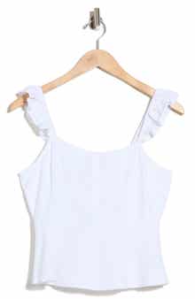 Ellen Tracy Ruffle Strap Crop Peplum Top