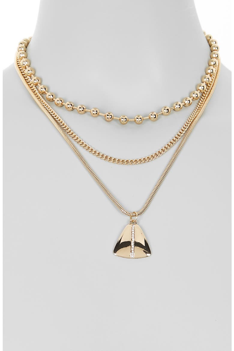 Layered Ball Chain Pendant Necklace, Alternate, color, GOLD