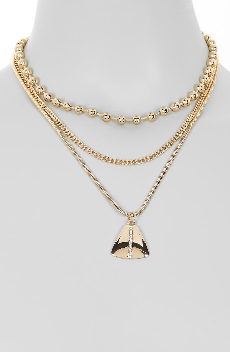 NORDSTROM RACK Layered Ball Chain Pendant Necklace, Alternate, color,