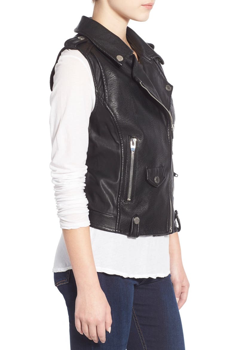 Faux Leather Moto Vest, Alternate, color, BLACK