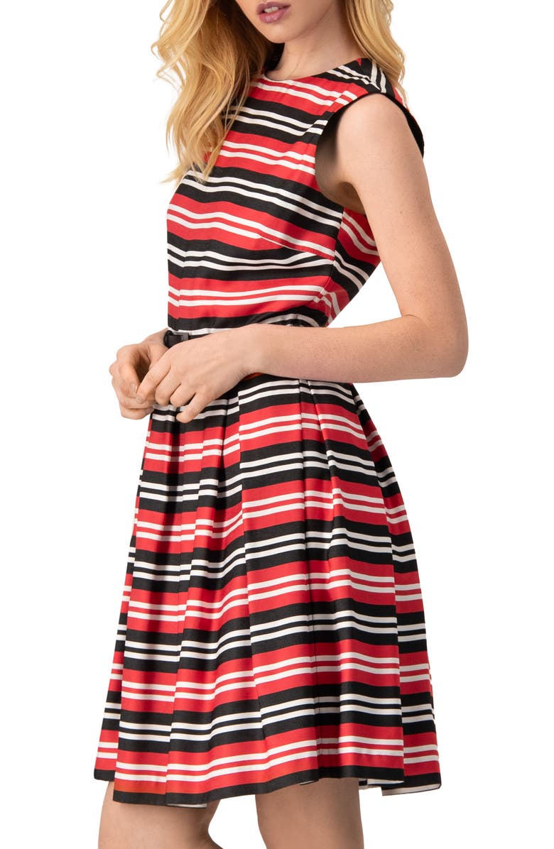 IVONNE Sleeveless Striped Fit & Flare Dress, Alternate, color, Black-Red