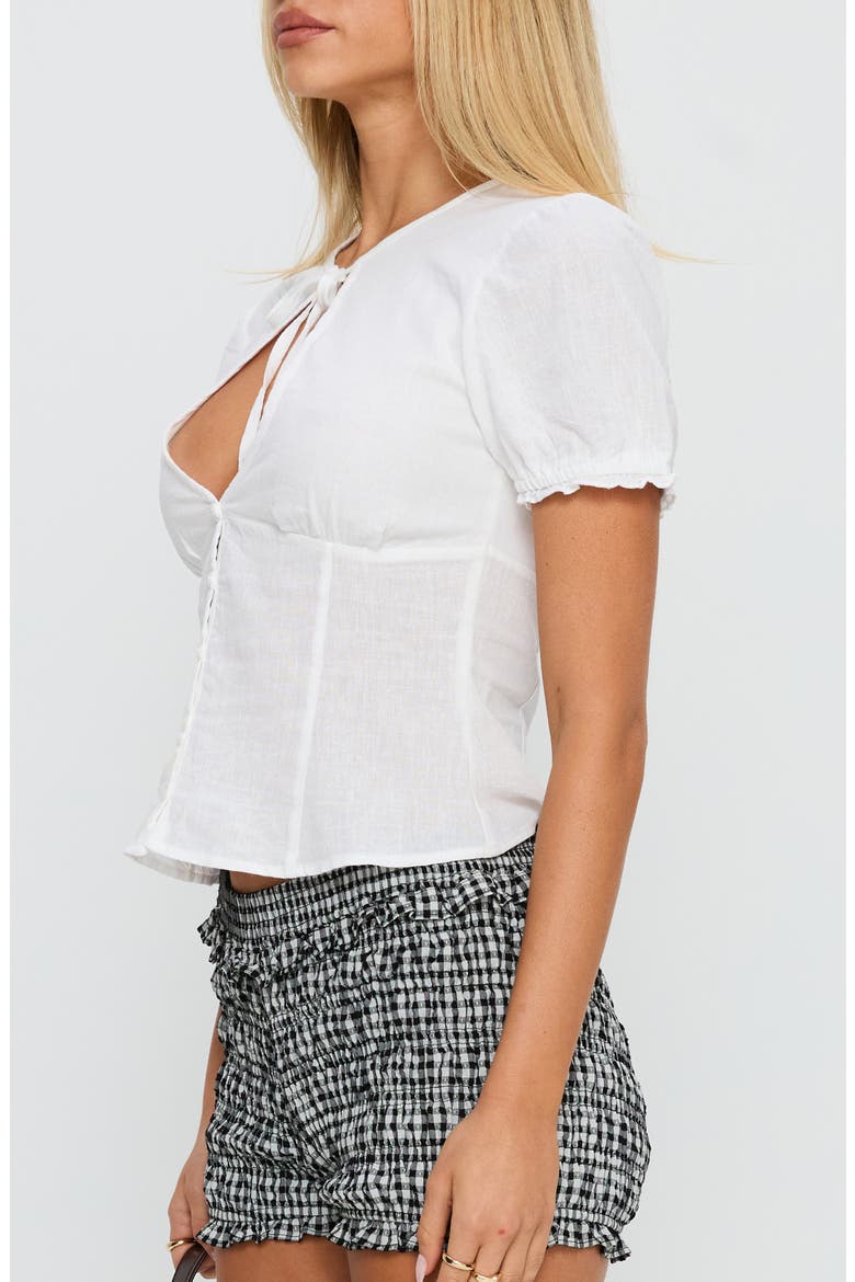Bow Detail Crop Top, Alternate, color, WHITE