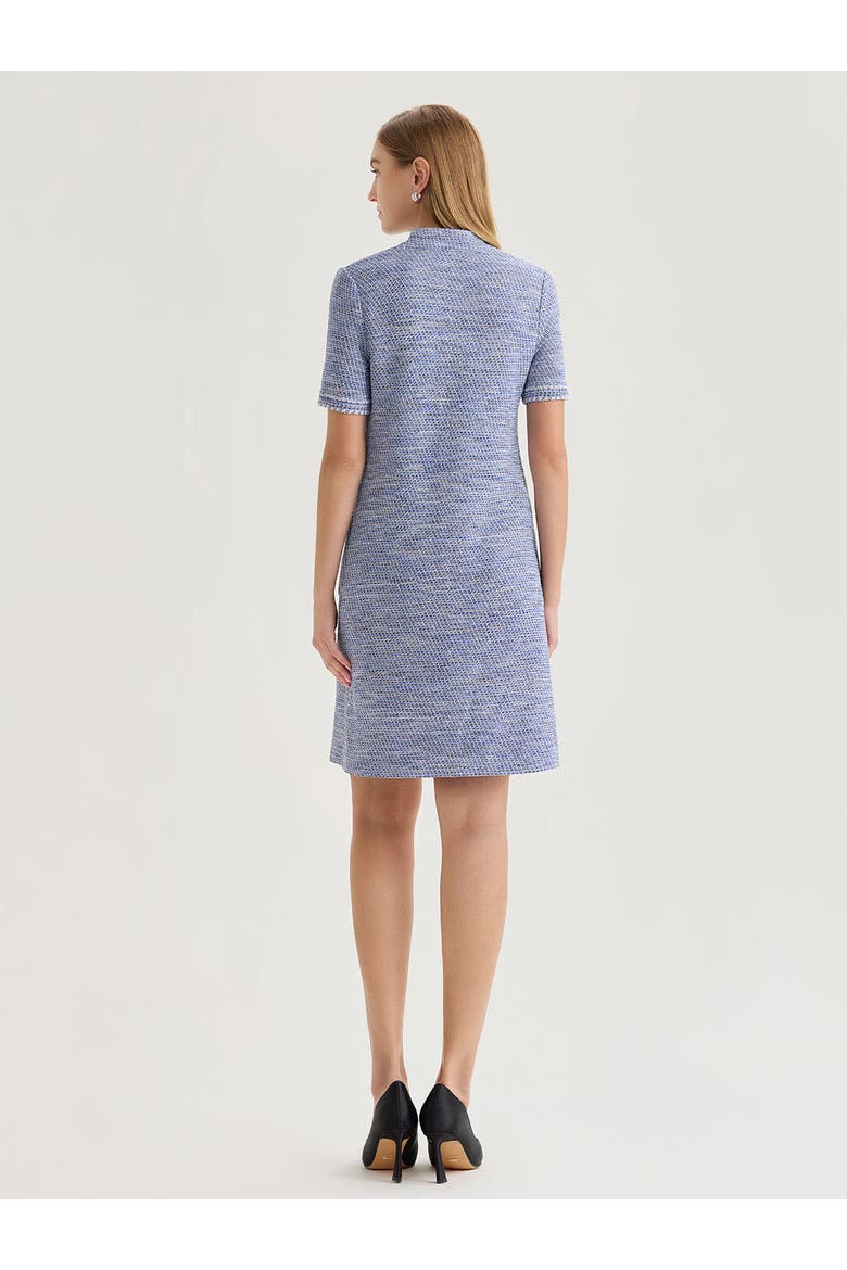 Melange Tweed Knit Shift Dress, Alternate, color, Aegean Blue/Biscotti