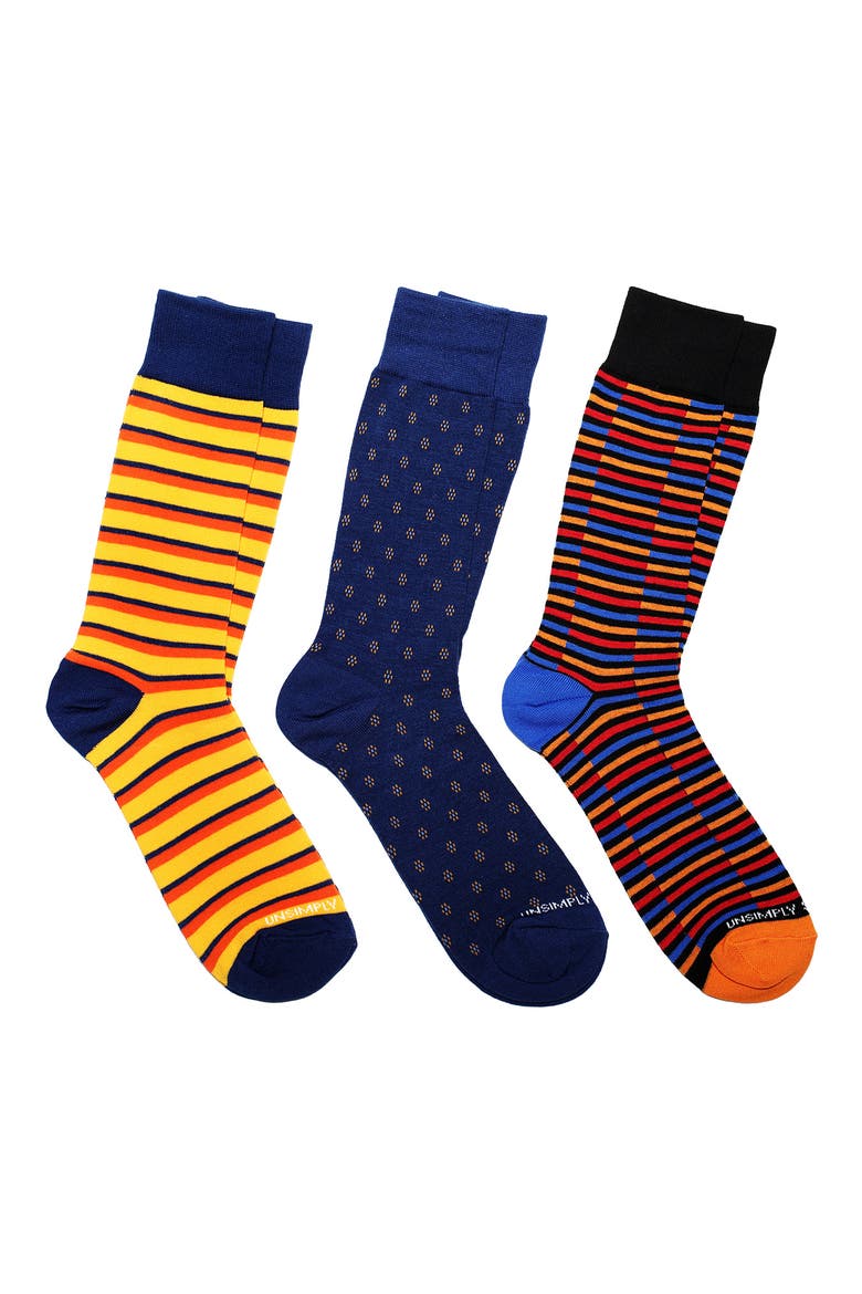 Assorted 3-Pack of Crew Socks, Main, color, ORANGE MULTI