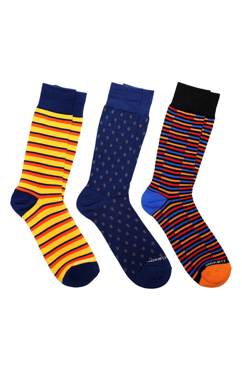 UNSIMPLY STITCHED Assorted 3-Pack of Crew Socks, Main, color, Orange Multi