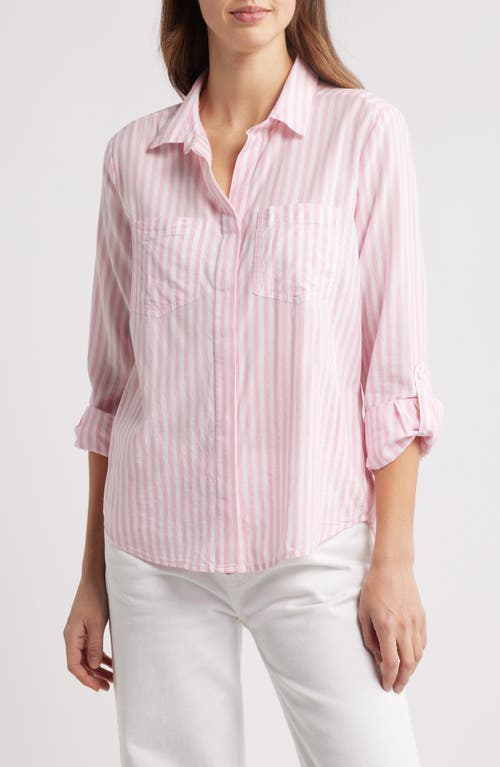 BEACHLUNCHLOUNGE BEACHLUNCHLOUNGE STRIPE COTTON & MODAL BUTTON-UP SHIRT