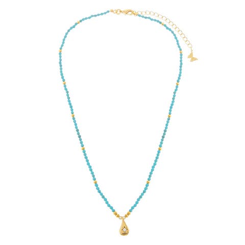 Turquoise Beaded Teardrop Pendant Necklace
