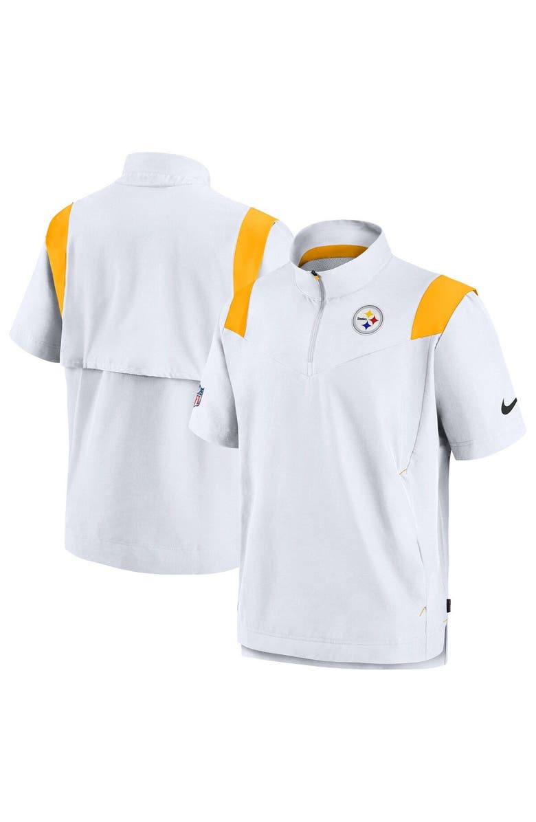 Nike Men's Nike White Pittsburgh Steelers Sideline Coaches Chevron Lockup Pullover Top, Main, color, 