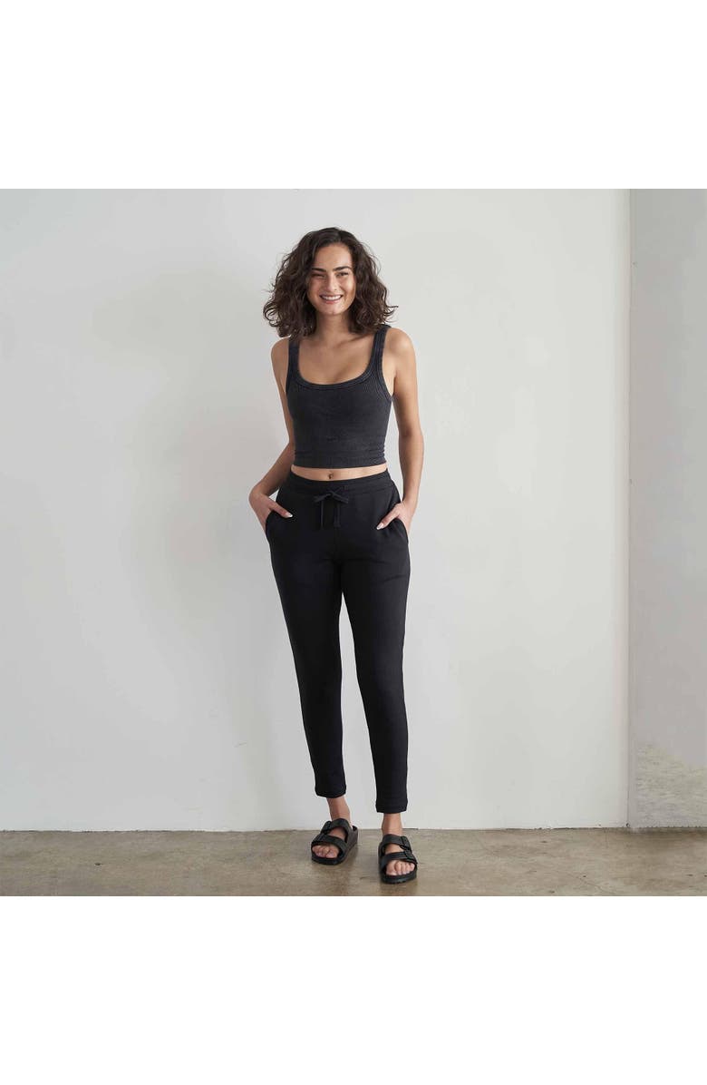 eavolu Serengeti Eco-Luxe Fleece Slim Pant | Cloud-Soft Comfort, Alternate, color, Coal Black